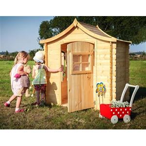 TIMBELA Casetta legno per bambini - Casetta giocattolo per bambini - L112xL146xA152cm/ 1,1m2 - Casetta da gioco da esterno - Casetta da giardino Timbela M550-1