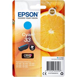 Epson C13T33424010 Cartuccia d'Inchiostro Originale Ciano 4,5 ml - Fino a 300 Pagine