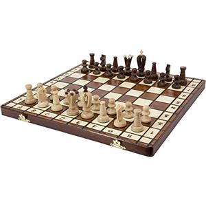 Chess and games shop Muba Bello set di scacchi in legno artigianale con scacchiera in legno e pezzi di scacchi artigianali - Idee regalo Prodotti (36 cm)