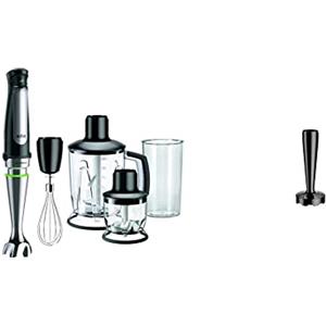 Braun MQ7045X MultiQuick 7 Minipimer Mixer ad Immersione con 4 accessori, 1.000 watt, Plastica, Nero & Accessorio Schiacciapatate - Accessorio per Frullatore a Immersione, Nero