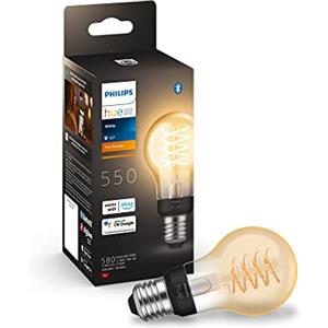 PHILIPS Hue White Filament, Lampadina LED Smart a Filamento, Luce Bianca Calda, Dimmerabile, Attacco E27
