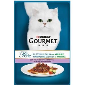 Gourmet Perle in Filettini per Gatto da 85 gr Gusto Selvaggina e Verdure