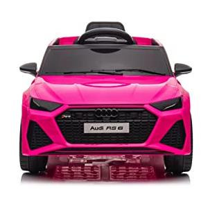 TOYSCAR Macchina Elettrica Per Bambini Audi RS 6 Full Optional Auto Elettrica Per Bambini Telecomandata Sedile In Pelle Porte Apribili Doppio Motore Elettrico 12V Carico 25 Kg TOYSCAR Fucsia