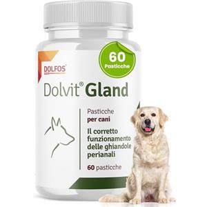 PETS Dolfos Dolvit Gland Integratore per Ghiandole Perianali Cane, 60 Compresse per Svuotamento Ghiandole Anali, Supporto Digestivo, Formazione Feci Corretta, Integratori per Cani Media e Grossa Taglia