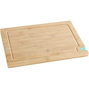 Wenko Tagliere con affilacoltelli M - Tagliere da cucina, tagliere con scanalatura raccogli-liquidi, delicato sui coltelli, Bambù, 33 x 1.5 x 23 cm, Marrone