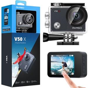 AKASO V50 X Action Cam 4K 20MP, Videocamere WiFi EIS 40M Fotocamera Subacquea Touch Screen, Telecomando, Custodia Impermeabi, Action Camera Kit di Accessori di Montaggio