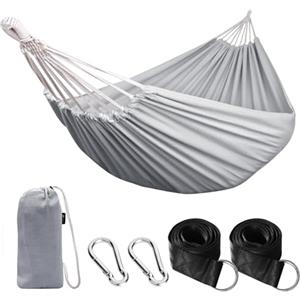 ANYOO Amaca da Giardino in Cotone Tessuto Comodo con Cinghie Rispettose degli Alberi per Appendere, Durevole Amaca Portatile con Borsa da Viaggio per Campeggio, Esterno/Interno, Balcone, Patio