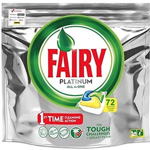 Fairy Platinum - Pastiglie per lavastoviglie All-In-One, 72 capsule, limone, pastiglie per lavastoviglie