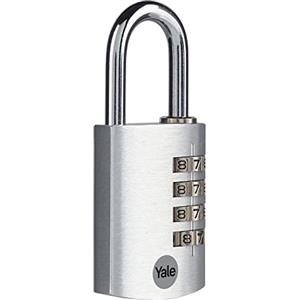 Yale Lucchetto in alluminio a combinazione YE3CB/38/131/1/S argento, corpo 38mm, arco in acciaio, combinazione a 4 cifre