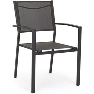 Bizzotto Sedia Da Esterno In Alluminio E Textilene Antracite Con Braccioli Hilde Bizzotto
