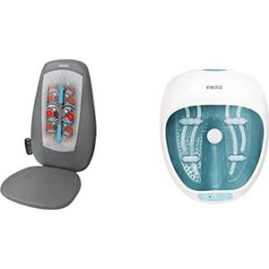 HoMedics Sedile Massaggiante Shiatsu, Massaggiatore Schiena, Spalle e Zona Lombare & Foot Spa, Pediluvio Massaggiatore Piedi 4 in 1 con Idromassaggio, Massaggio Vibrante
