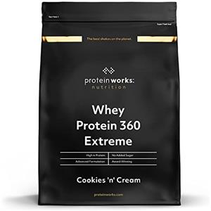 PRTVJ The Protein Works - Proteine Whey 360 Extreme in Polvere - Panna & Biscotti - Frullato Ad Alto Contenuto Proteico - Con Glutammina, Vitamine e Minerali - 600g
