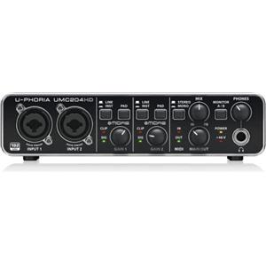 BEHRINGER UMC204HD INTERFACCIA AUDIO 2X4 SCHEDA AUDIO MIDI USB 2 IN 4 OUT 24 BIT 192 KHZ 2 PREAMPLIFICATORI MICROFONICI MIDAS PHANTOM POWER +48V