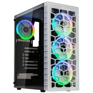 Kolink Observatory Lite ARGB - Case Middle Tower in Vetro Temperato con 4 Ventole ARGB e Controller, Compatibile con minITX/mATX/ATX, Bianco Opaco