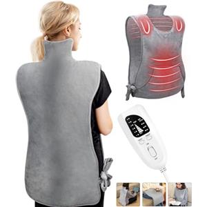 Nalezuns Termoforo Elettrico Cervicale e Spalle, Schiena, Cuscino Termoforo Elettrico 138 x 42 cm, 6 livelli di temperatura con 4 timer, cuscino riscaldante per schiena, Lavabile