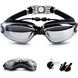 Goodsmiley Occhialini da nuoto graduati per miopia (diottrie da -0.00 a -8.00), trattamento anti-appannamento e protezione dai raggi UV, impermeabili