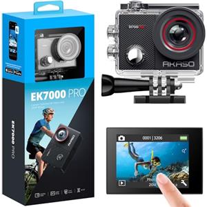 AKASO EK7000 Pro Action Cam 4K 20MP WiFi, Fotocamera Subacquea 40M, Impermeabile Videocamera EIS Stabilizzazione con Touch Screen, Angolo Variabile, 2.4G Telecomando e Kit di Accessori