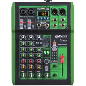 D Debra Mixer audio professionale con 99 effetti digitali DSP, 4 canali, ingresso USB/MP3, 48 V, alimentazione phantom, per console per DJ, casa, karaoke e studio di registrazione (DI-4UX)