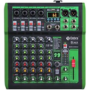D Debra Mixer audio professionale con 99 effetti digitali DSP, 6 canali, ingresso USB/MP3, 48 V, alimentazione phantom, per console per DJ, casa, karaoke e studio di registrazione (DI-6UX)