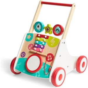 Hape My First Musical Walker, Wooden Push Along Baby Walker Trainer with Music Box & Activities, 10 Months and Up, Colourful