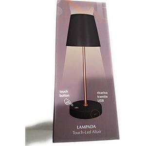 BRANDANI Lampada touch led Altair ricaricabile nera