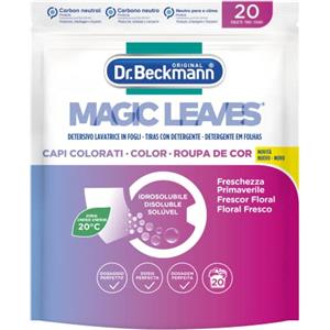 Dr Beckmann Dr. Beckmann MAGIC LEAVES Detersivo Lavatrice in fogli CAPI COLORATI | Facile da usare, facile da riporre & da trasportare | 20 fogli