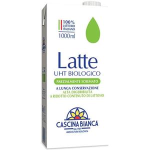 Cascina Bianca Latte Parzialmente Scremato UHT Biologico a Basso Contenuto di Lattosio 1 Litro - Salute e Benessere