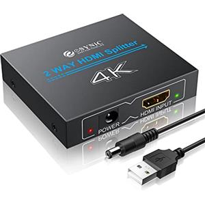 eSynic 2 Via HDMI Splitter 4K / 1 Entrata 2 Uscite Sdoppiattore HDMI Distribuzione Amplificatore Supporta 3D FHD 2160P HDTV
