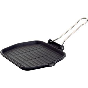ILSA Bistecchiera Quadrata in Ghisa Smaltata 20x20 cm - Superficie Rigata per Cottura Sana di Carne e Verdure