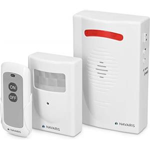 Navaris Allarme casa senza fili - con sensore di movimento 8m antifurto wireless per garage vialetto ufficio da esterno - 91-125dB con telecomando