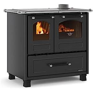 La Nordica NORDICA Cucina a Legna Family 4,5 Dx Acciaio Porcellanato Potenza Termica Nominale 9 kW 258 m3 Riscaldabili Colore Nero Antracite