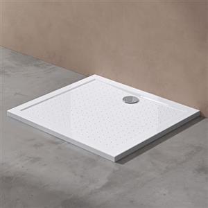 doporro Piatto Doccia 75x80 Rettangolare in Acrilico Bianco Lucido H 4 cm Ultraslim con Design Antiscivolo - Lucia02AR