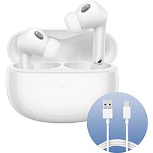 Xiaomi Buds 3T Pro (Gloss White) Con Cavo USB-C 1m, Connessione Bluetooth 5.2, Cancellazione Del Rumore Fino A 40dB, Ricarica Wireless, Resistente A Polvere E Acqua, Versione Italiana