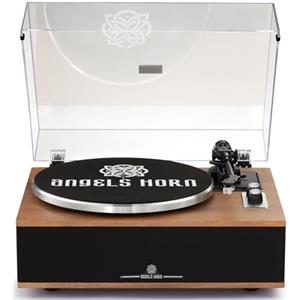 ANGELS HORN Giradischi Vinile Bluetooth Hi-Fi con Altoparlanti Integrati | Preamplificatore phono integrato, testina MM AT-3600L, trasmissione a cinghia 33/45 giri/min e contrappeso regolabile