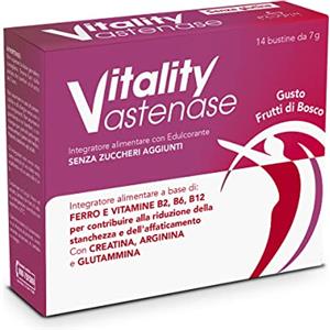 Paladin Pharma Vitality Astenase, Integratore Alimentare Completo a base di Creatina, Arginina, Glutammina, Sali minerali e Vitamine. Più carica, energia e vitalità. 02145, Confezione 14 bustine