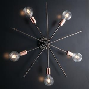 Bonetti Illumina Bloom Plafoniera Moderna 5 Luci in Metallo Nero e Rame