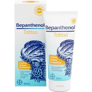 Bepanthenol Crema Solare Protettiva SPF50 per Tatuaggi - Idrata e Protegge la Pelle Tatuata, 50 ml
