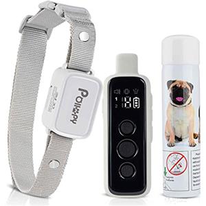 POIIOPY Collare di addestramento per cani alla citronella con telecomando | 3 modalità di utilizzo: spray/vibrazione/segnale acustico, collare antiabbaio spray umano e sicuro, ricaricabile portata 300M