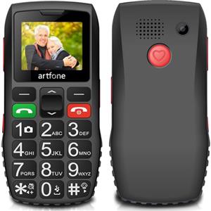 artfone Telefono Cellulare per Anziani con Tasti Grandi, GSM Senior Telefoni per Persone Anziane C1, Funzione SOS, Volume Alto, 1400mAh, Dual SIM, Fotocamera, Torcia Elettrica, Nero