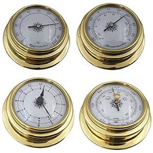 Boppon geneic 4 Pollici 4 Pz/set Termometro Igrometro Barometro Orologi Orologio Guscio di Rame Zirconio Marine per Stazione Meteo
