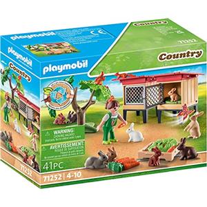 PLAYMOBIL Country 71252 Recinto dei Conigli - Giocattolo Sostenibile per Bambini dai 4 Anni con 9 Coniglietti