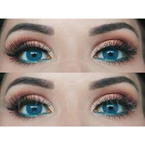 GLAMLENS Lenti a contatto colorate blu Verona Blue - mensili - con porta lenti a contatto - blu naturali in silicone idrogel - 2 pezzi - DIA 14,20 - senza correzione 0.00 diottrie