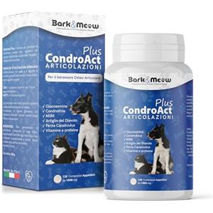 Bark & Meow CondroAct Plus Integratore Articolazioni Cane e Gatto - Condroprotettore con Artiglio del diavolo, Glucosamina, Condroitina, MSM e Cozza Verde. Supporta articolazioni, ossa e cartilagini 120 Compresse