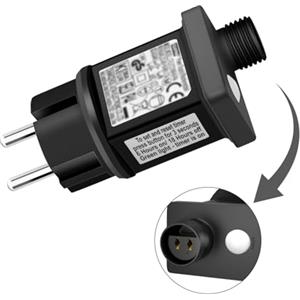 Dalugo Trasformatore Luci Natale, Trasformatore 31v 6W, Alimentatore Luci Natale IP44 con 8 modalità per luci di stringa all'aperto, luci a rete e luci Icicle