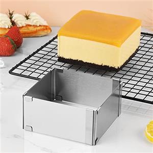 Guowall Anello per Torta Rettangolare, Stampo Regolabile per Mousse Coppapasta in Acciaio Inossidabile per Torte Mousse, Pasticceria (Allungabile 10-18cm)