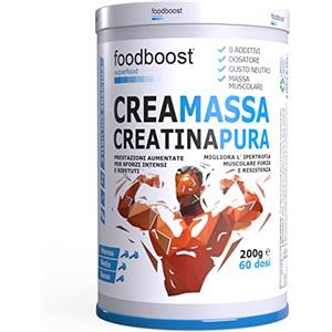 foodboost creatina monoidrata pura in polvere 200g - forza e resistenza durante attività fisica intensa, pre workout - ottima con proteine in polvere - marchio di fiducia italiano - 60 DOSI