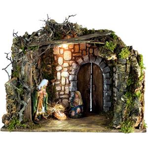 Christmas Decoration Capanna Presepe con Luce e Natività 50x26x38 cm