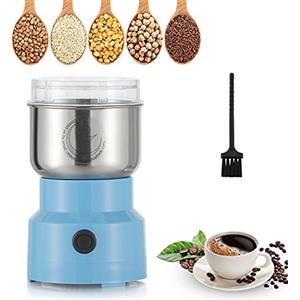 Moongiantgo Macinacaffe Elettrico 200W 14500rpm, Mulino Portatile per Cereali 300ml, Smash Multifunzione Ultrafine, Acciaio Inossidabile, Ideale per Materiali Secchi, Spezie, Erbe, Caffè (Blu)