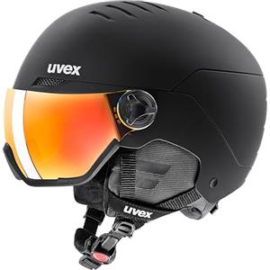 uvex wanted visor, casco da sci robusto unisex, con visiera, regolazione individuale delle dimensioni, black matt, 54-58 cm