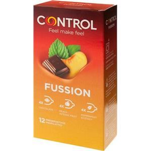 Control Fussion - Preservativi in Lattice di Gomma Naturale, 12 Pezzi, Monouso con Controllo Qualità Elettronico